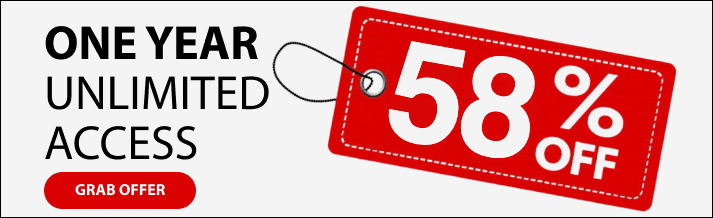 One year unlimited access — 58% off